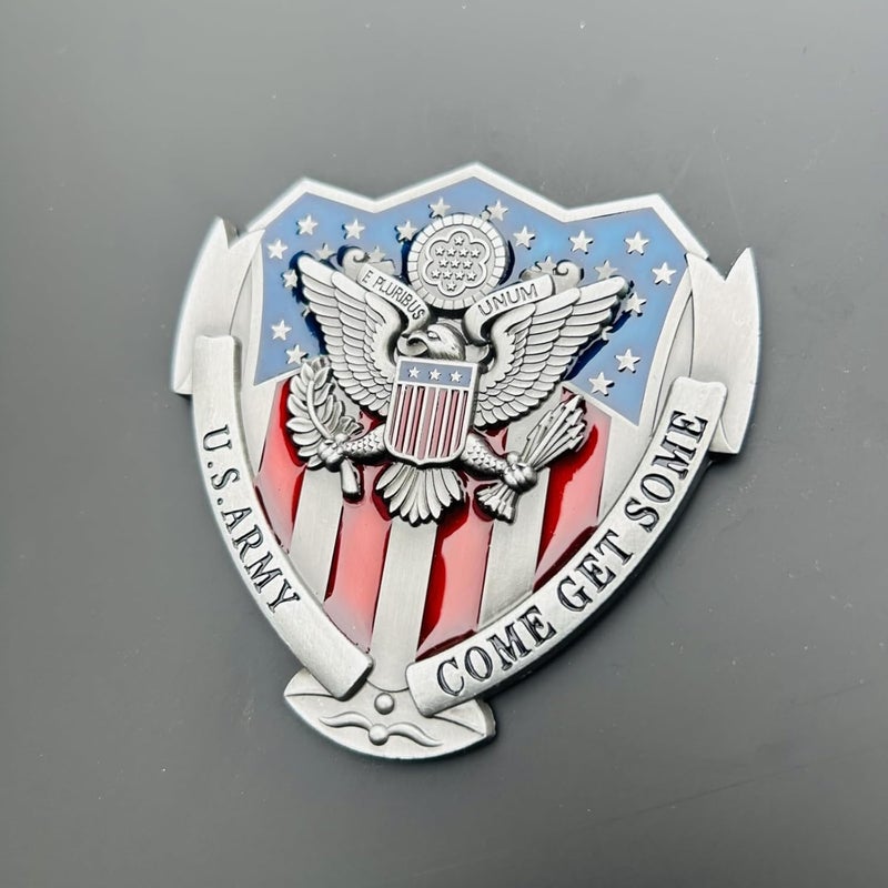 LWQLZY US Army Veteran Metal Car Emblem 3D Decals Shield Shape with Eagle, Enamel American Flag, 3M Adhesive, Car Medal Gift for Veterans and Military Supporters (US Army) - Image 2
